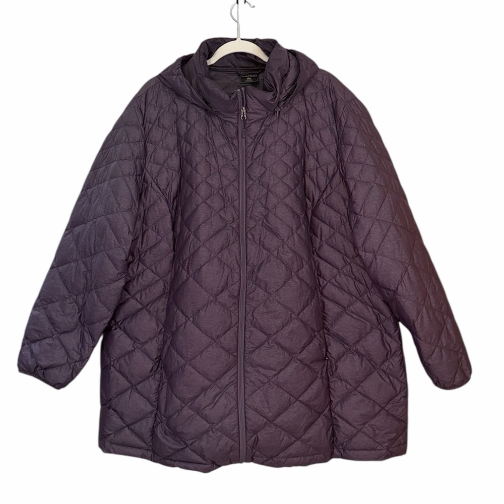 32 DEGREE WOMEN PURPLE LIGHTWEIGHT PUFFER JACKET REMOVABLE HOOD PLUS SIZE 3X